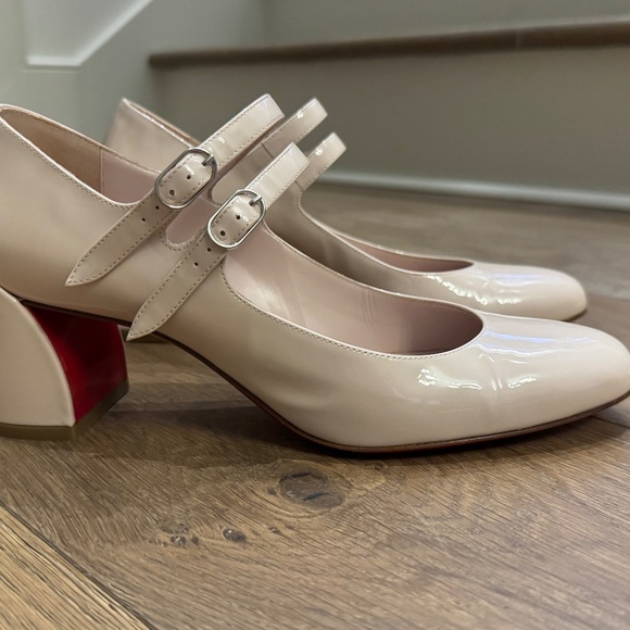Christian Louboutin Miss Jane 55 mm Mary Janes - Patent calf - Leche Size 38.5 - Picture 3 of 8
